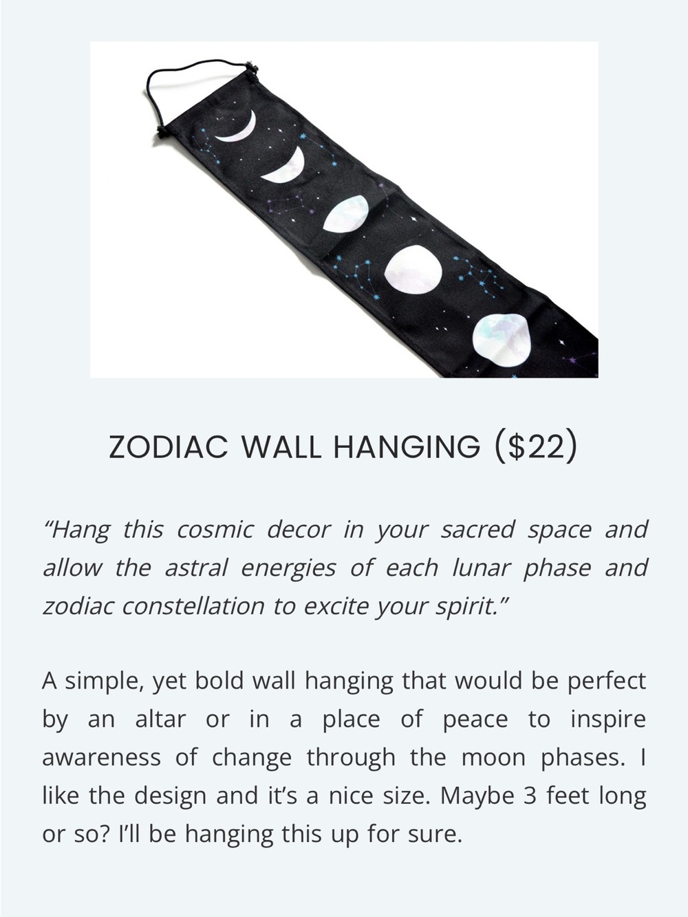 Black & Blue Lunar Phases Wall Hanging - Zodiac Moon witch whimsigoth decor